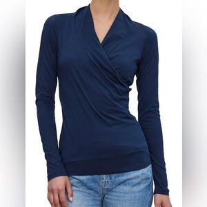 Bobi Los Angeles, Long Sleeve Wrap Top Navy Blue Size Medium New with tags.
